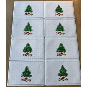 Lot of (8) Vintage CHRISTMAS HOLIDAY Vinyl‎  Placemats TREE/PRESENTS/TOY